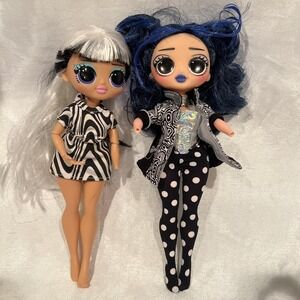 2- MGA- LOL Surprise OMG Fashion Dolls- Queen GROOVY BABE &  Moonlight BB -
